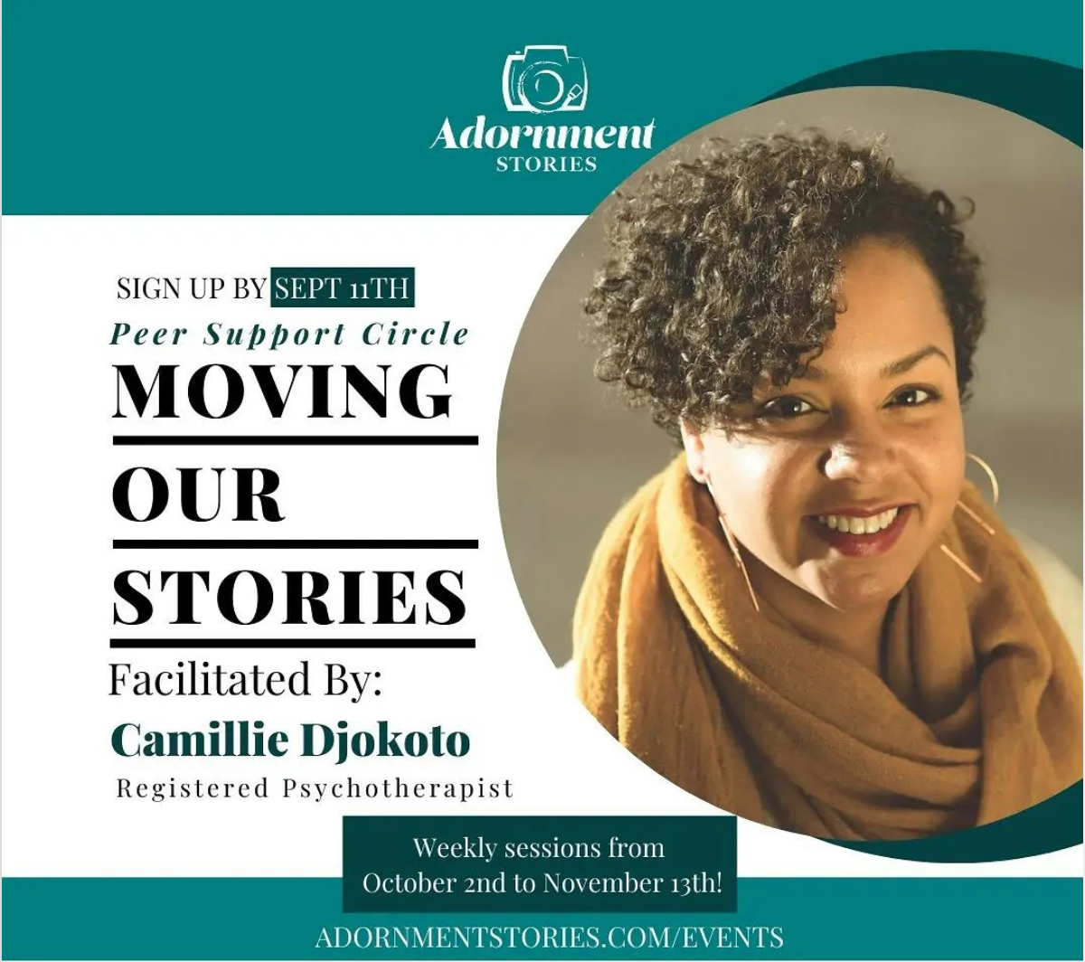 Poster of "Moving our Stories" workshop